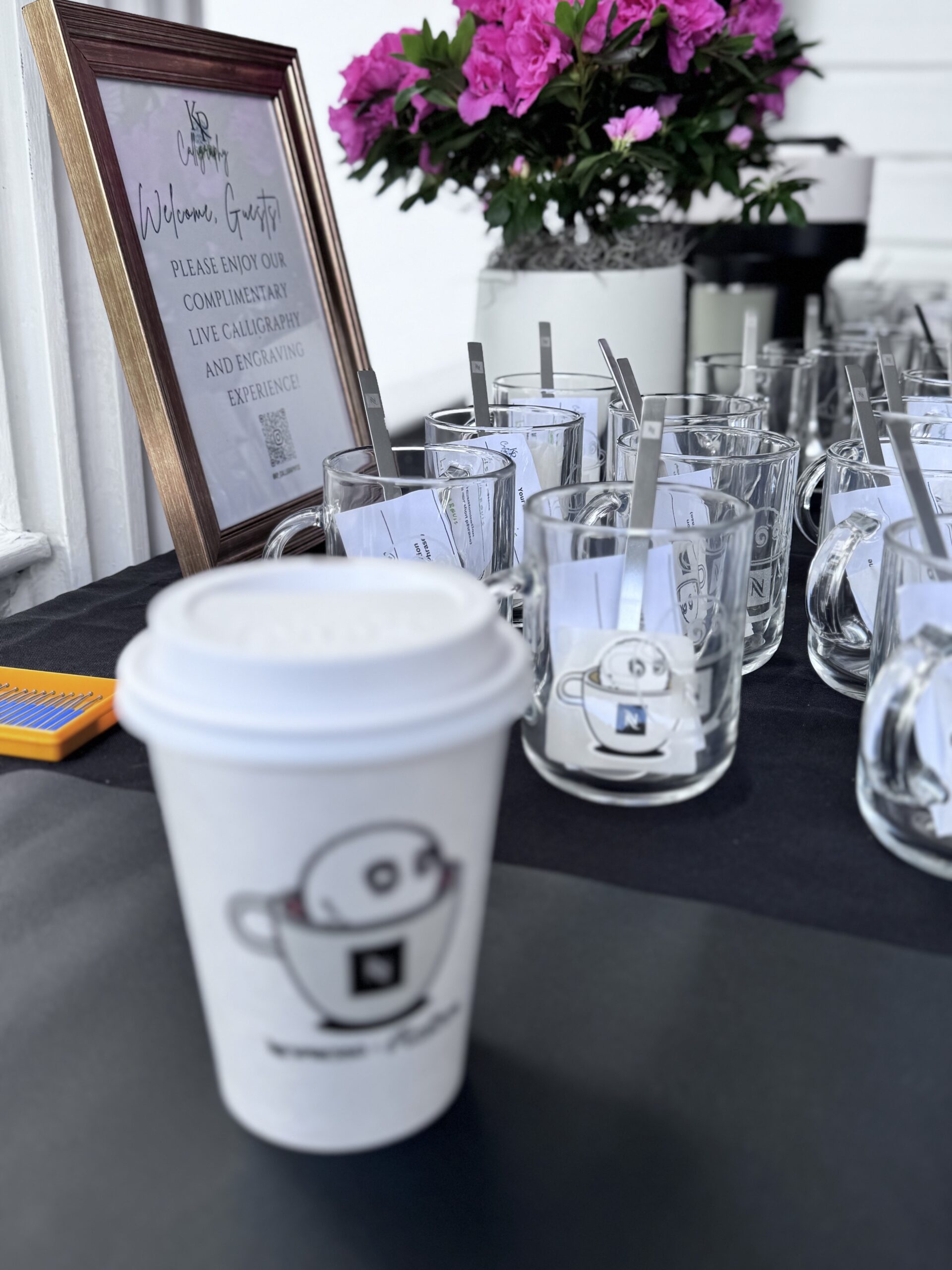 Coffee-Glass-Mug-Custom-Calligraphy-Engraved-Live-Event-Setup-Malbon-Golf-Nespresso-Augusta-Georgia-Masters-Week-2025-scaled.jpg