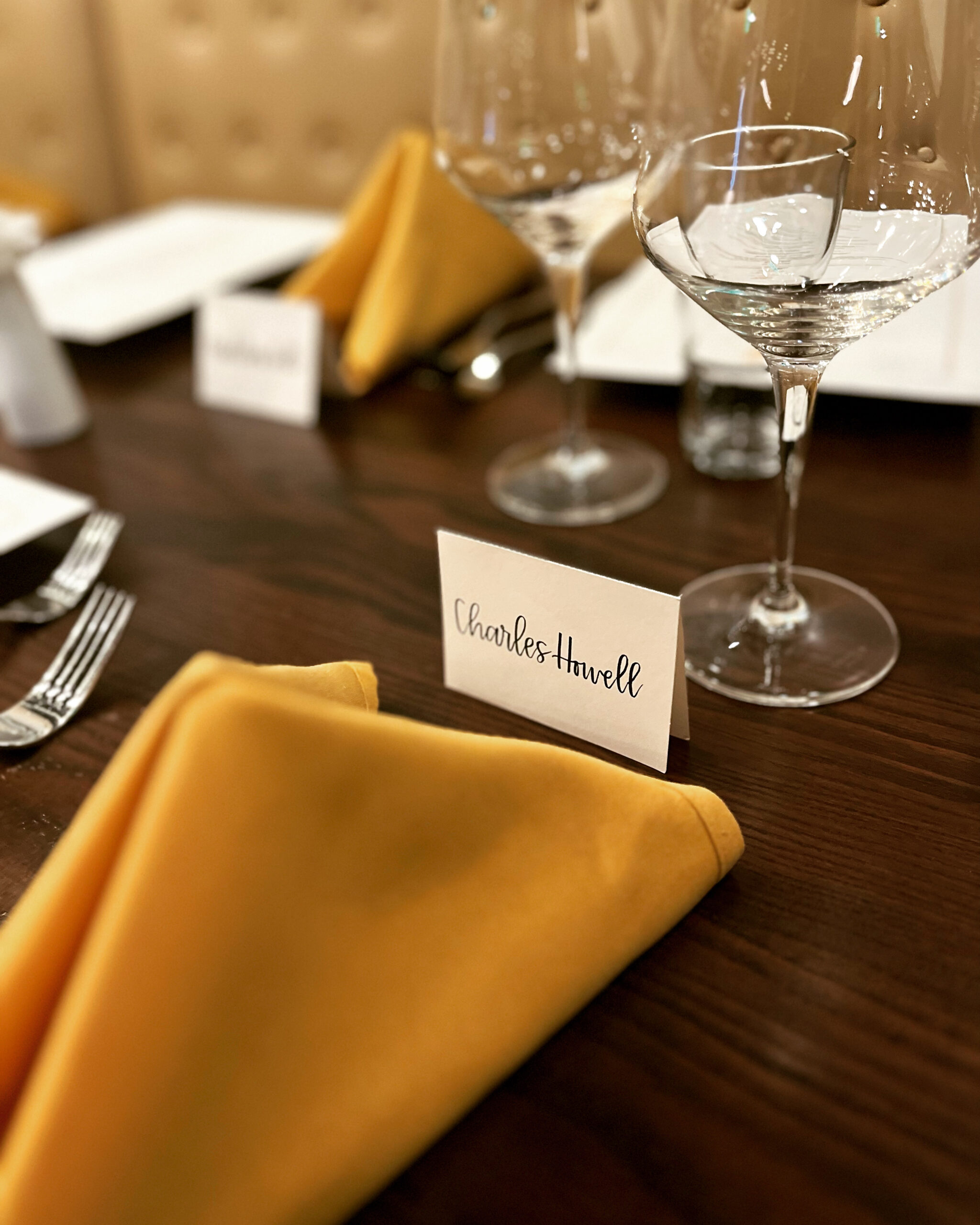 White-Name-Place-Card-Calligraphy-Charles-Howell-Wine-Glass-Yellow-Napkin-scaled.jpg